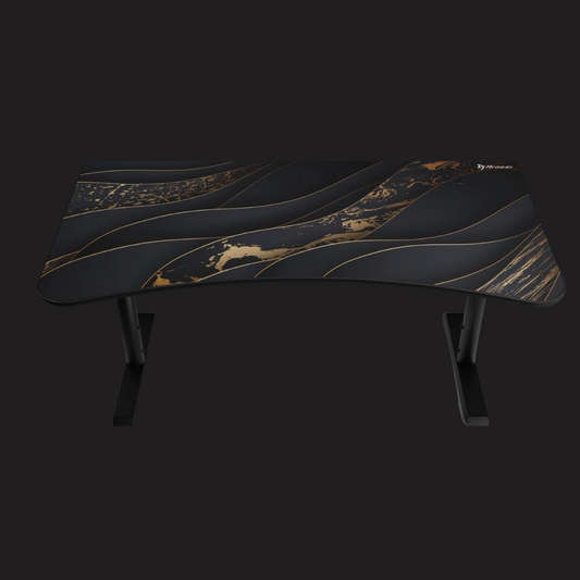 Arozzi Arena Ultrawide Curved Gaming Desk - Black Gold